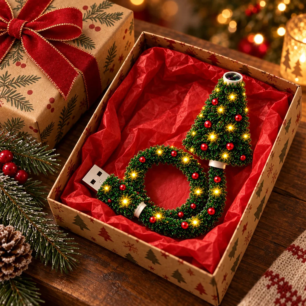 Christmas projector styled in a festive gift box
